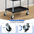 3 Layer Tool Cart with PP Shelves Sponged Handle and Swivel Wheel-Black by LJGDeals