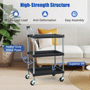 3 Layer Tool Cart with PP Shelves Sponged Handle and Swivel Wheel-Black by LJGDeals