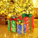 3 PCS Christmas Lighted Gift Boxes Set Decoration with 52 Pre-lit LED Lights by LJGDeals