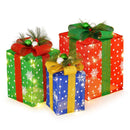 3 PCS Christmas Lighted Gift Boxes Set Decoration with 52 Pre-lit LED Lights by LJGDeals
