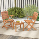 3 PCS Eucalyptus Wood Patio Bistro Set with 2 Folding Arm Chairs by LJGDeals