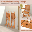 3 PCS Eucalyptus Wood Patio Bistro Set with 2 Folding Arm Chairs by DirectDeals
