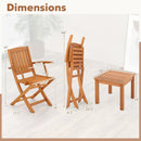 3 PCS Eucalyptus Wood Patio Bistro Set with 2 Folding Arm Chairs by DirectDeals