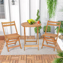 3 Pieces Folding Patio Bistro Set with Slatted Tabletop by LJGDeals