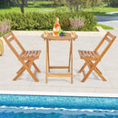 3 Pieces Folding Patio Bistro Set with Slatted Tabletop by LJGDeals