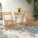 3 Pieces Folding Patio Bistro Set with Slatted Tabletop by LJGDeals