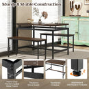 3 Pieces Dining Table Set with Wooden Kitchen Table and 2 Benches-Brown by LJGDeals