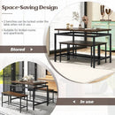 3 Pieces Dining Table Set with Wooden Kitchen Table and 2 Benches-Brown by LJGDeals
