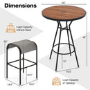 3 Pieces Outdoor Round Bar Table Set with 1.6 Inches Umbrella Hole by LJGDeals