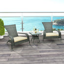 3-Piece Wicker Adirondack Set with Comfy Seat Cushions-Gray by LJGDeals