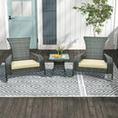 3-Piece Wicker Adirondack Set with Comfy Seat Cushions-Gray by LJGDeals