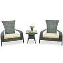 3-Piece Wicker Adirondack Set with Comfy Seat Cushions-Gray by LJGDeals