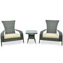 3-Piece Wicker Adirondack Set with Comfy Seat Cushions-Gray by LJGDeals