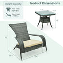 3-Piece Wicker Adirondack Set with Comfy Seat Cushions-Gray by LJGDeals