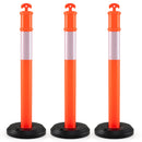 3 Pack Traffic Delineator Posts with Fillable Base for Parking Lots and Construction by DirectDeals