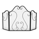 3 Panel Fireplace Screen Foldable Spark Guard Cover with Decorative Scroll by LJGDeals