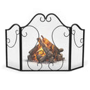 3 Panel Fireplace Screen Foldable Spark Guard Cover with Decorative Scroll by LJGDeals