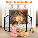 3 Panel Fireplace Screen Foldable Spark Guard Cover with Decorative Scroll by LJGDeals