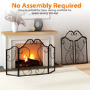 3 Panel Fireplace Screen Foldable Spark Guard Cover with Decorative Scroll by LJGDeals
