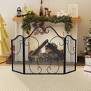 3 Panel Fireplace Screen Foldable Spark Guard Cover with Decorative Scroll by LJGDeals