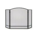 3-Panel Foldable Fireplace Screen with Wrought Metal Mesh-Black by LJGDeals