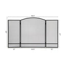 3-Panel Foldable Fireplace Screen with Wrought Metal Mesh-Black by LJGDeals