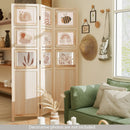 3 Panel Folding Privacy Screen with 9 Swivel Paulownia Wood Photo Frames-Natural by LJGDeals