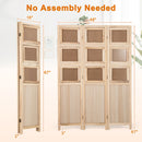 3 Panel Folding Privacy Screen with 9 Swivel Paulownia Wood Photo Frames-Natural
