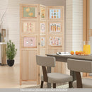 3 Panel Folding Privacy Screen with 9 Swivel Paulownia Wood Photo Frames-Natural by LJGDeals