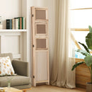 3 Panel Folding Privacy Screen with 9 Swivel Paulownia Wood Photo Frames-Natural by LJGDeals