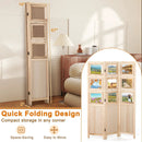 3 Panel Folding Privacy Screen with 9 Swivel Paulownia Wood Photo Frames-Natural by LJGDeals