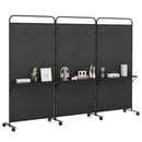3-Panel Folding Room Divider with 3 Metal Shelves and Lockable Wheels by LJGDeals