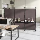 3-Panel Folding Room Divider with 3 Metal Shelves and Lockable Wheels by LJGDeals
