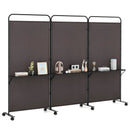 3-Panel Folding Room Divider with 3 Metal Shelves and Lockable Wheels by LJGDeals