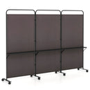 3-Panel Folding Room Divider with 3 Metal Shelves and Lockable Wheels by LJGDeals