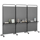 3-Panel Folding Room Divider with 3 Metal Shelves and Lockable Wheels by LJGDeals