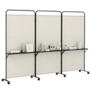 3-Panel Folding Room Divider with 3 Metal Shelves and Lockable Wheels by LJGDeals