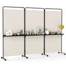 3-Panel Room Divider with Shelves 6 FT Tall Folding Privacy Screen with Lockable Wheels by DirectDeals