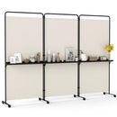 3-Panel Room Divider with Shelves 6 FT Tall Folding Privacy Screen with Lockable Wheels by LJGDeals