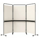 3-Panel Room Divider with Shelves 6 FT Tall Folding Privacy Screen with Lockable Wheels by LJGDeals