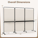 3-Panel Room Divider with Shelves 6 FT Tall Folding Privacy Screen with Lockable Wheels by DirectDeals