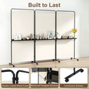 3-Panel Room Divider with Shelves 6 FT Tall Folding Privacy Screen with Lockable Wheels by DirectDeals