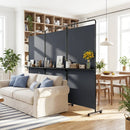 3-Panel Room Divider with Shelves 6 FT Tall Folding Privacy Screen with Lockable Wheels by LJGDeals