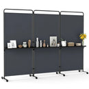 3-Panel Room Divider with Shelves 6 FT Tall Folding Privacy Screen with Lockable Wheels by LJGDeals