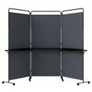 3-Panel Room Divider with Shelves 6 FT Tall Folding Privacy Screen with Lockable Wheels by DirectDeals