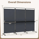 3-Panel Room Divider with Shelves 6 FT Tall Folding Privacy Screen with Lockable Wheels by LJGDeals