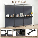 3-Panel Room Divider with Shelves 6 FT Tall Folding Privacy Screen with Lockable Wheels by DirectDeals