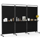 3-Panel Room Divider with Shelves 6 FT Tall Folding Privacy Screen with Lockable Wheels by LJGDeals