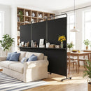 3-Panel Room Divider with Shelves 6 FT Tall Folding Privacy Screen with Lockable Wheels by LJGDeals