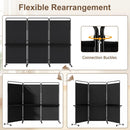 3-Panel Room Divider with Shelves 6 FT Tall Folding Privacy Screen with Lockable Wheels by DirectDeals